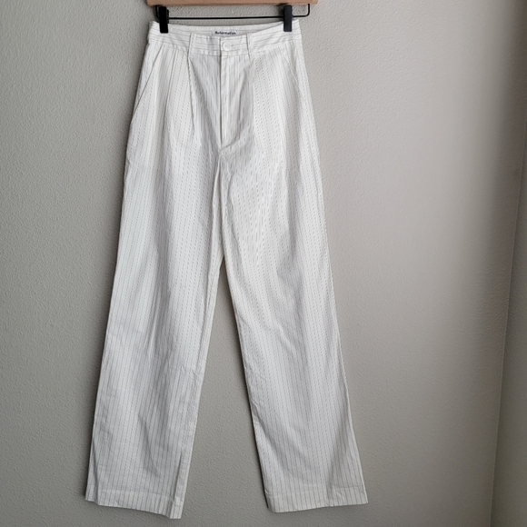 Reformation Oren Pant in White Stripe size 0 NWT - Picture 5 of 11